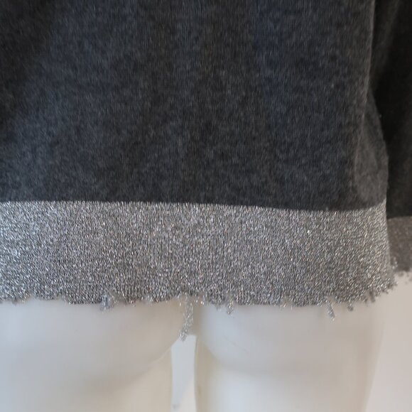 Womens RtA Charcoal Gray Metallic Silver Pure Cashmere Crew Sweater S - Picture 6 of 14